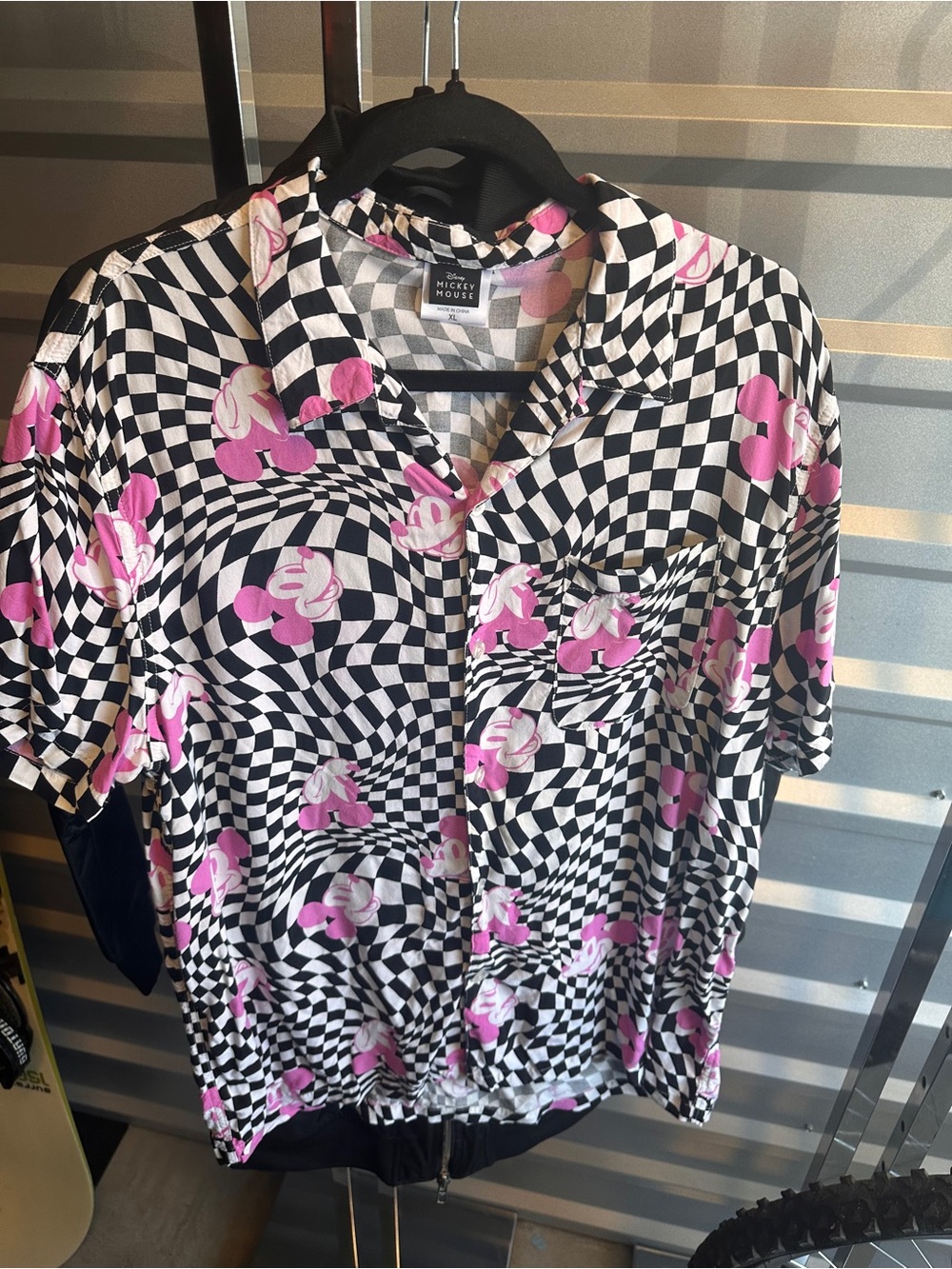 Men's Micky Short-Sleeve Checkerboard Shirt in Black & Pink